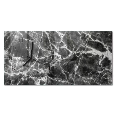 Glasuhr horizontal Schwarzer Marmor