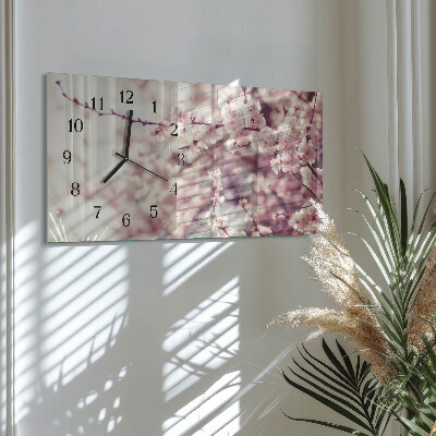 Glas wanduhr mit motiv horizontal Kirschblüten