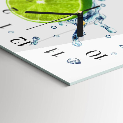 Horizontale glas wanduhr Zitrone mit Minze